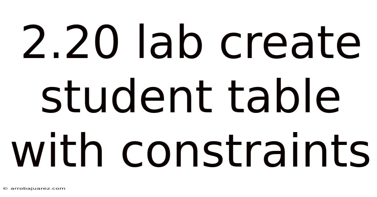 2.20 Lab Create Student Table With Constraints