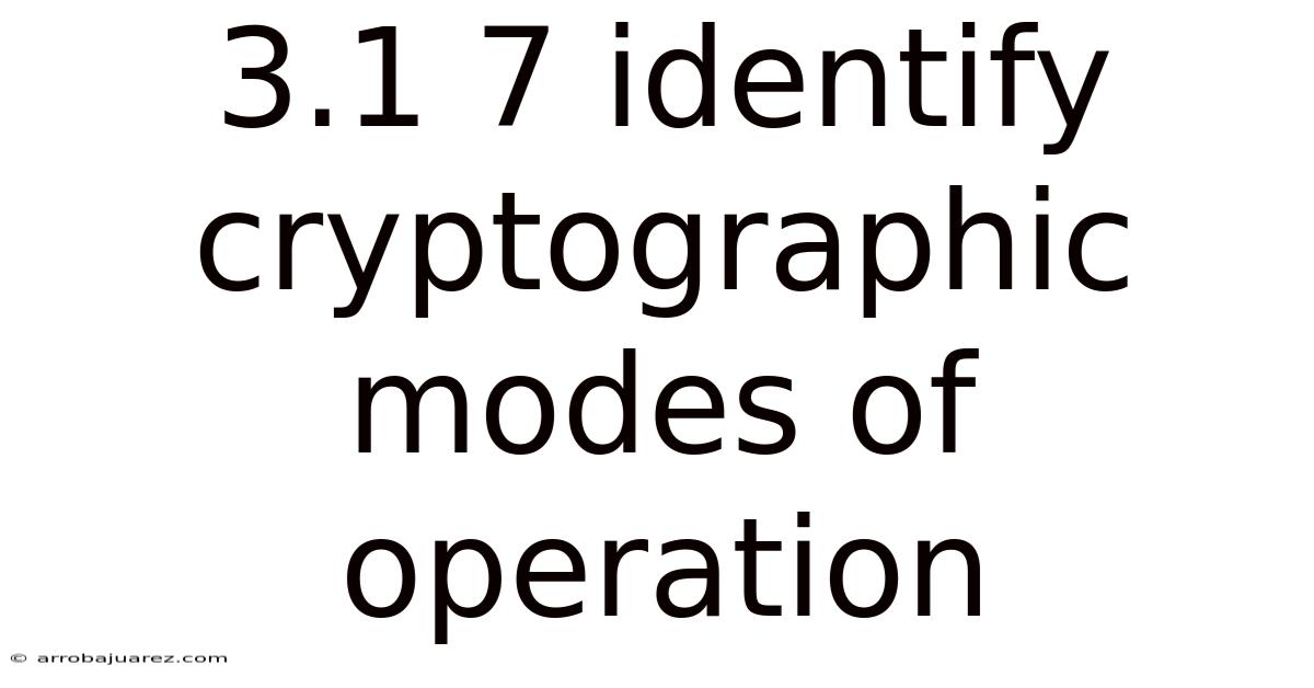 3.1 7 Identify Cryptographic Modes Of Operation