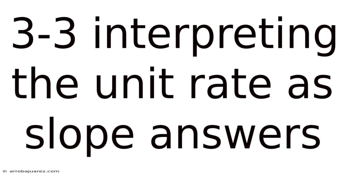 3-3 Interpreting The Unit Rate As Slope Answers