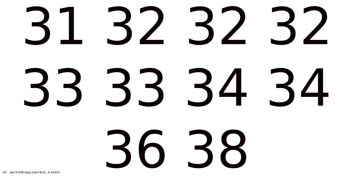 31 32 32 32 33 33 34 34 36 38