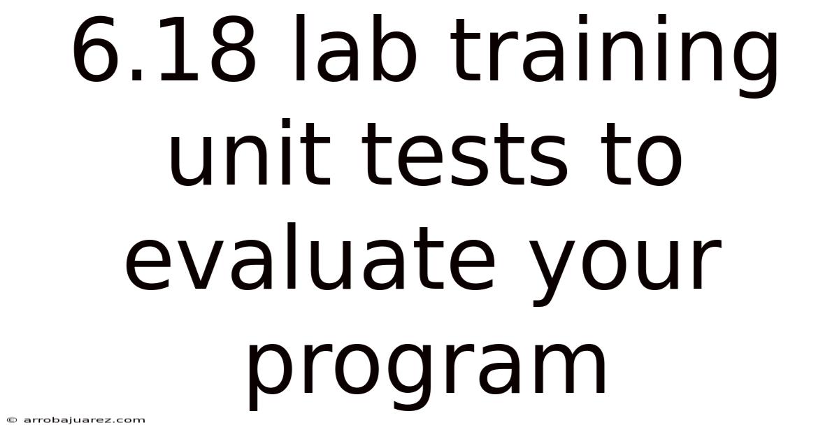 6.18 Lab Training Unit Tests To Evaluate Your Program