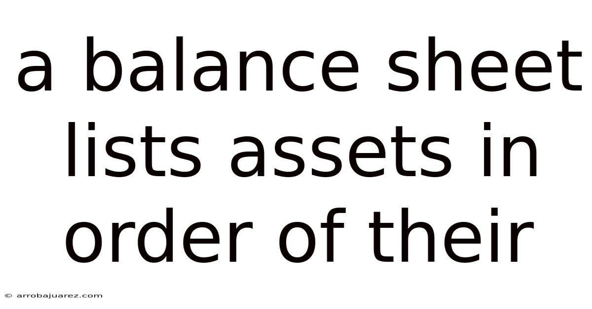 A Balance Sheet Lists Assets In Order Of Their