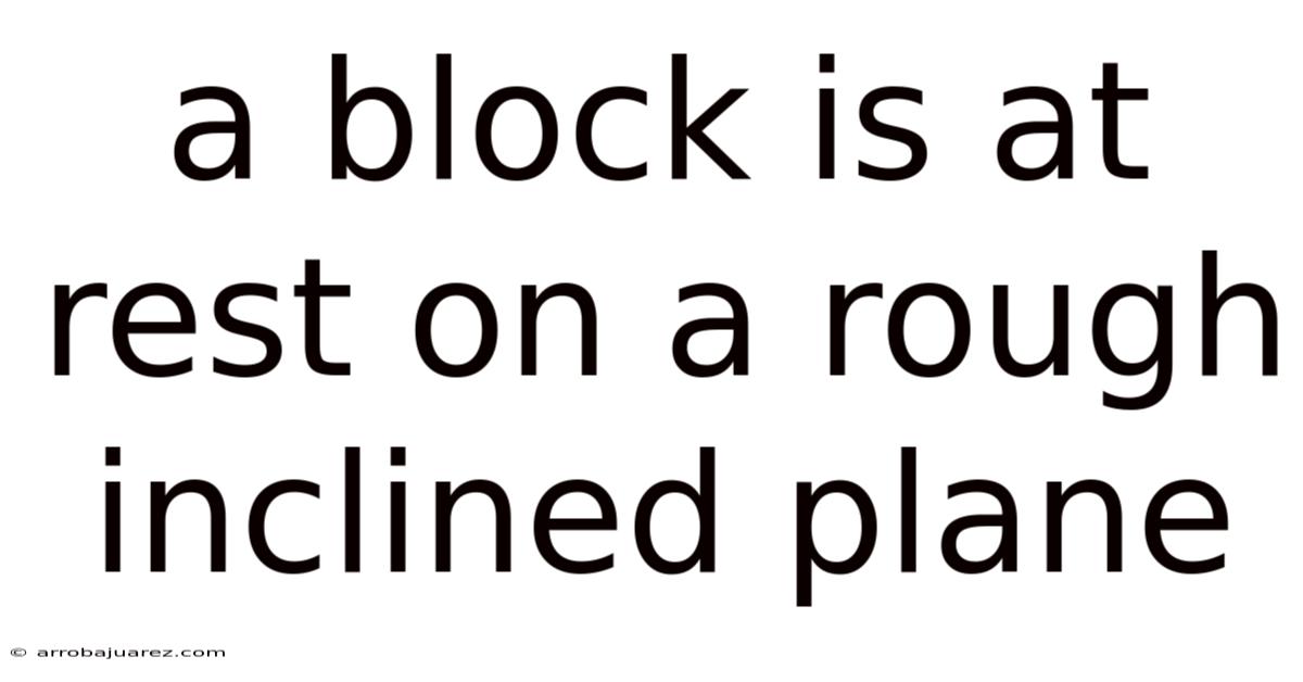 A Block Is At Rest On A Rough Inclined Plane