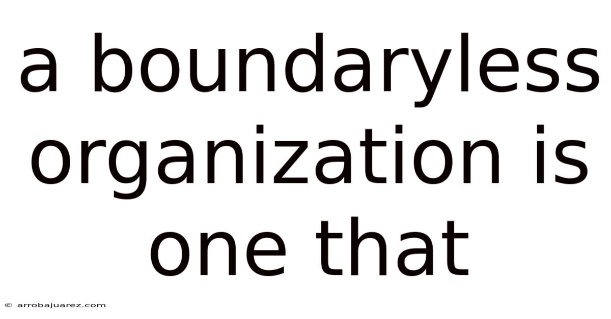 A Boundaryless Organization Is One That