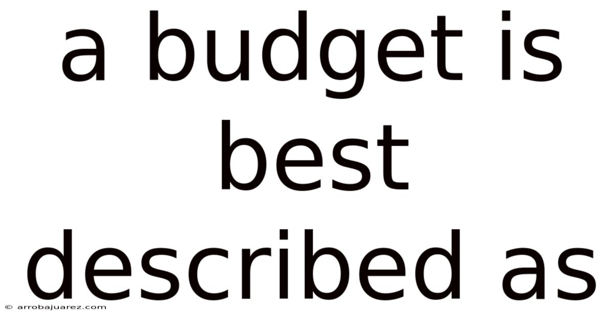 A Budget Is Best Described As
