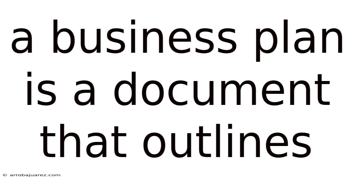 A Business Plan Is A Document That Outlines