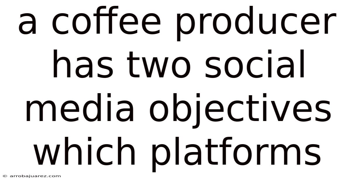 A Coffee Producer Has Two Social Media Objectives Which Platforms