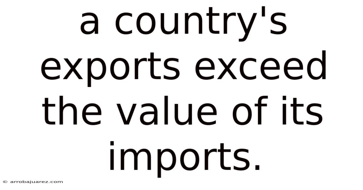 A Country's Exports Exceed The Value Of Its Imports.