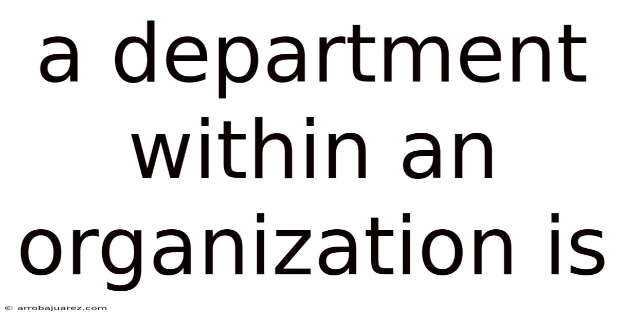 A Department Within An Organization Is