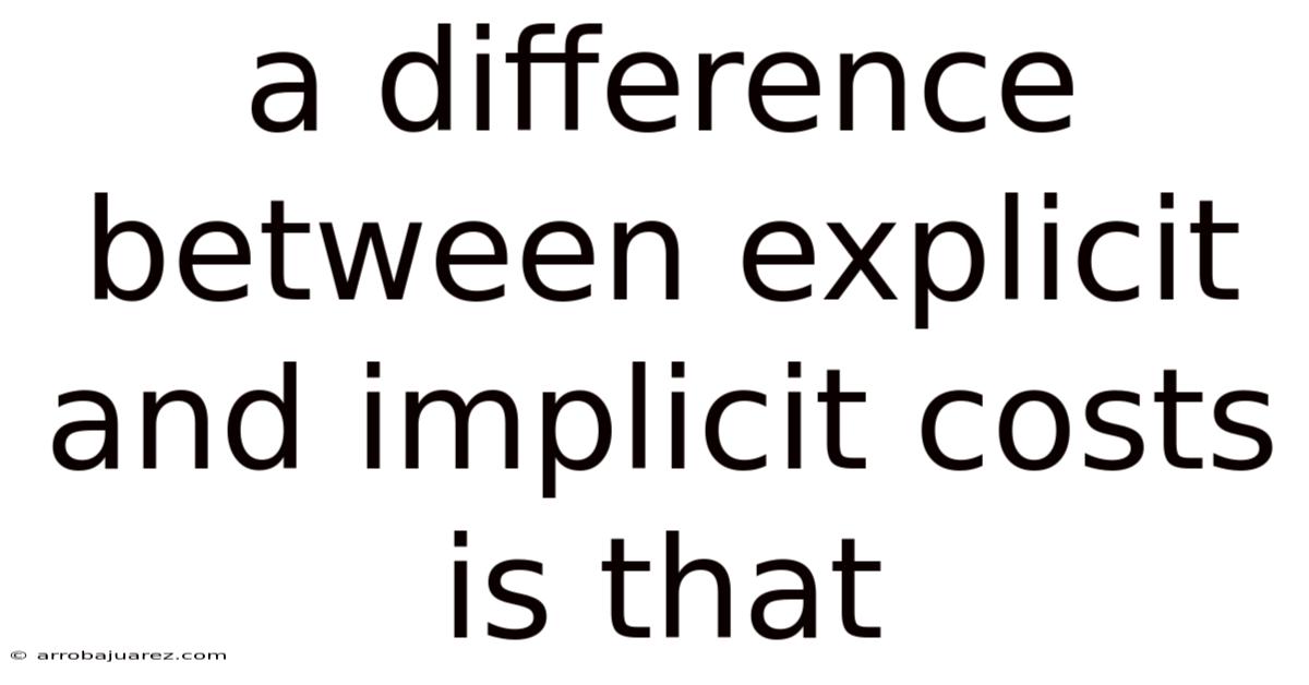 A Difference Between Explicit And Implicit Costs Is That