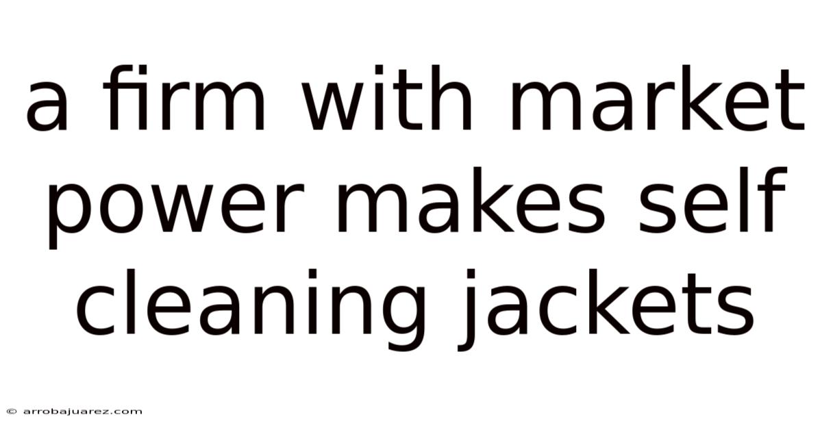A Firm With Market Power Makes Self Cleaning Jackets