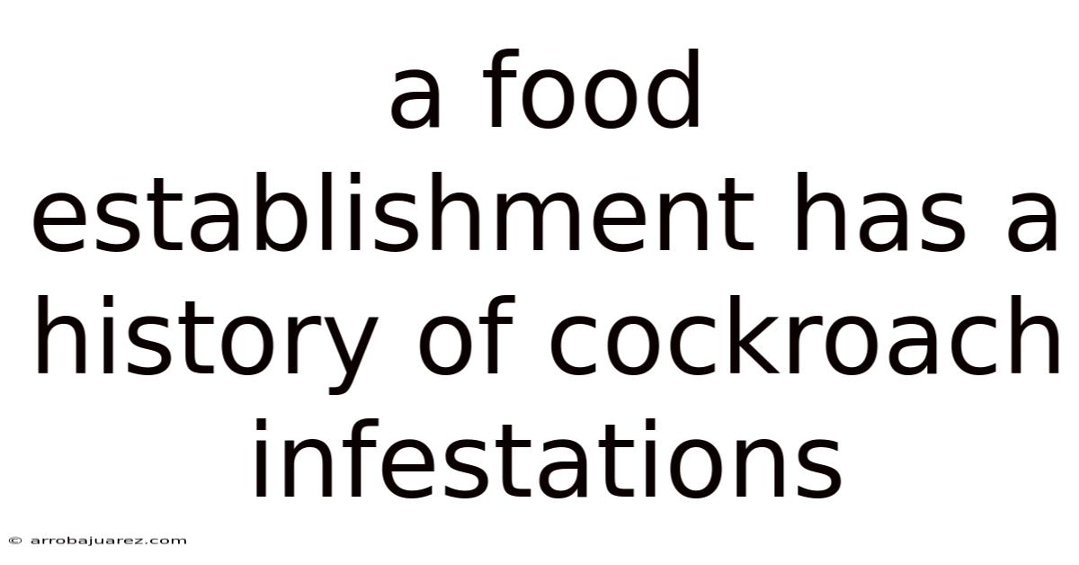 A Food Establishment Has A History Of Cockroach Infestations