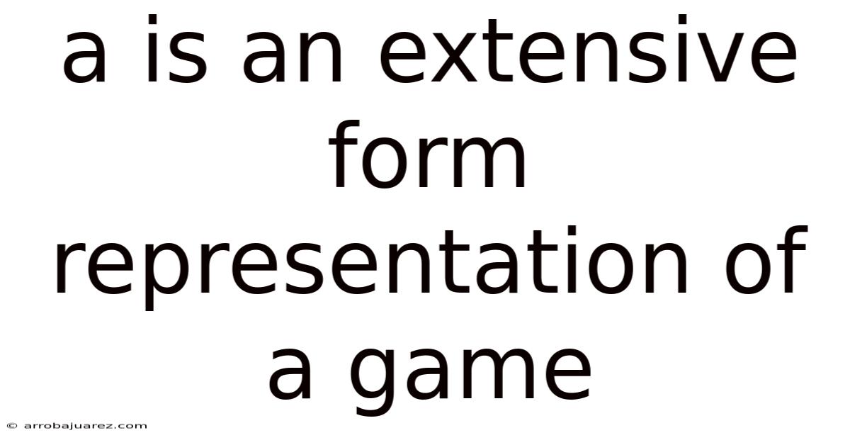 A Is An Extensive Form Representation Of A Game