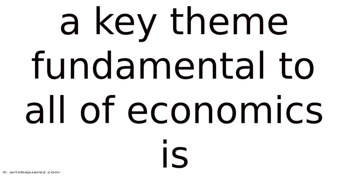 A Key Theme Fundamental To All Of Economics Is