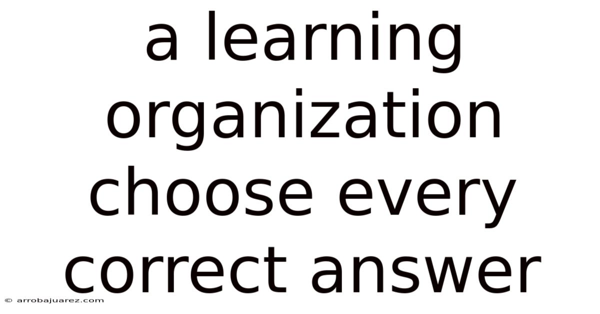 A Learning Organization Choose Every Correct Answer