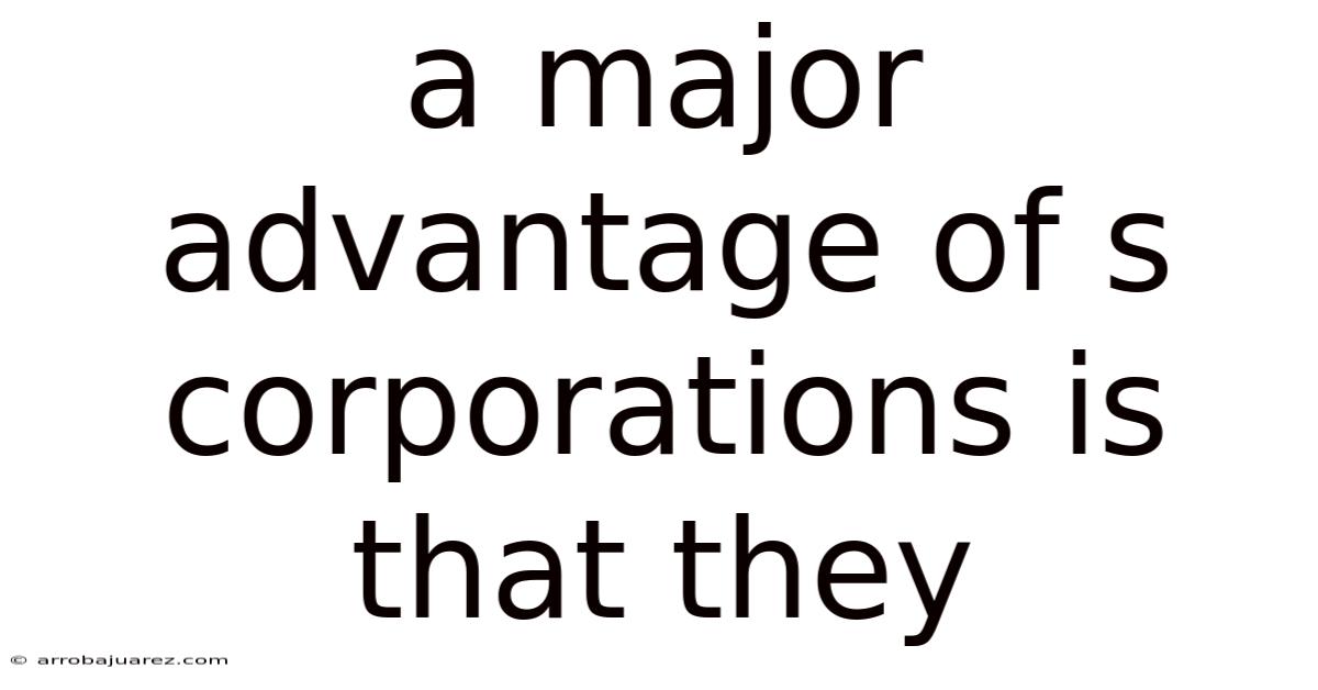 A Major Advantage Of S Corporations Is That They