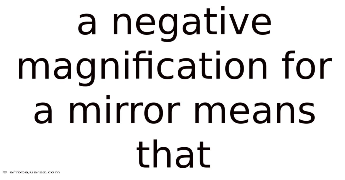 A Negative Magnification For A Mirror Means That
