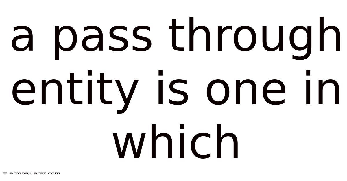 A Pass Through Entity Is One In Which