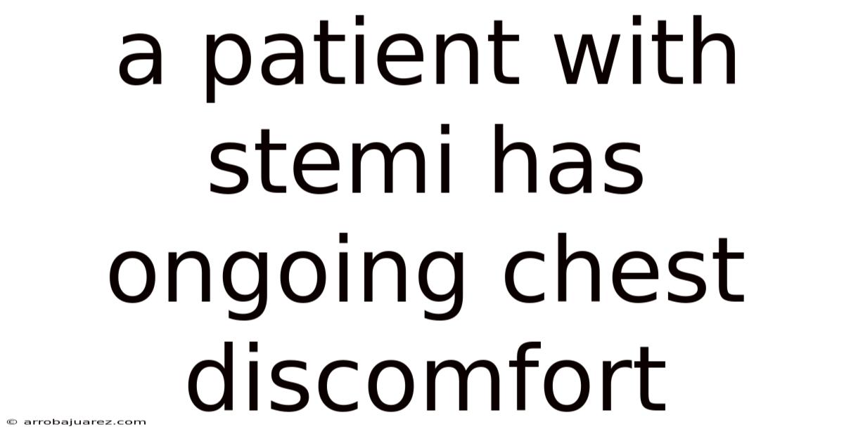 A Patient With Stemi Has Ongoing Chest Discomfort