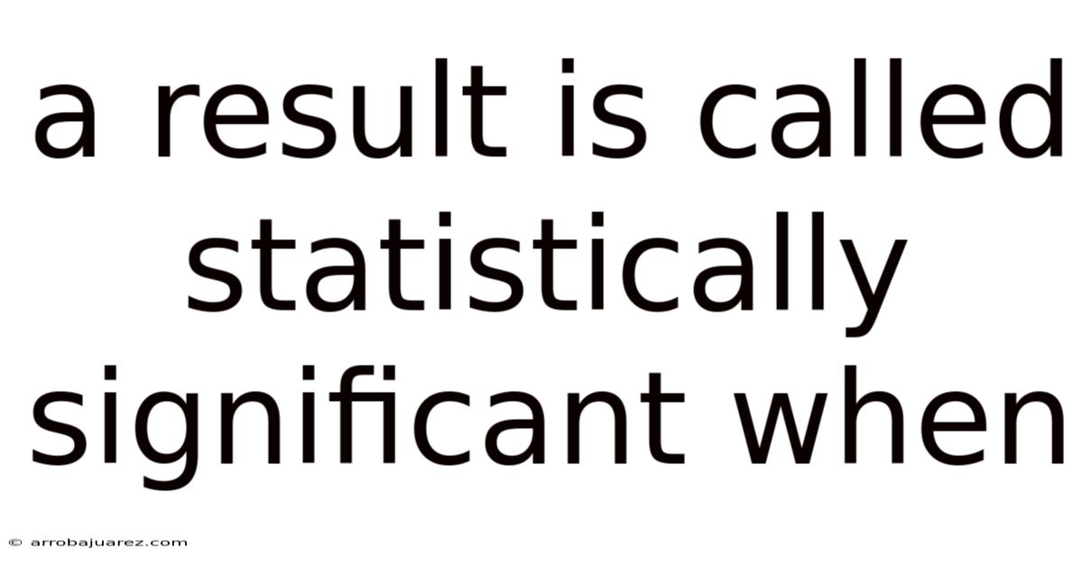 A Result Is Called Statistically Significant When