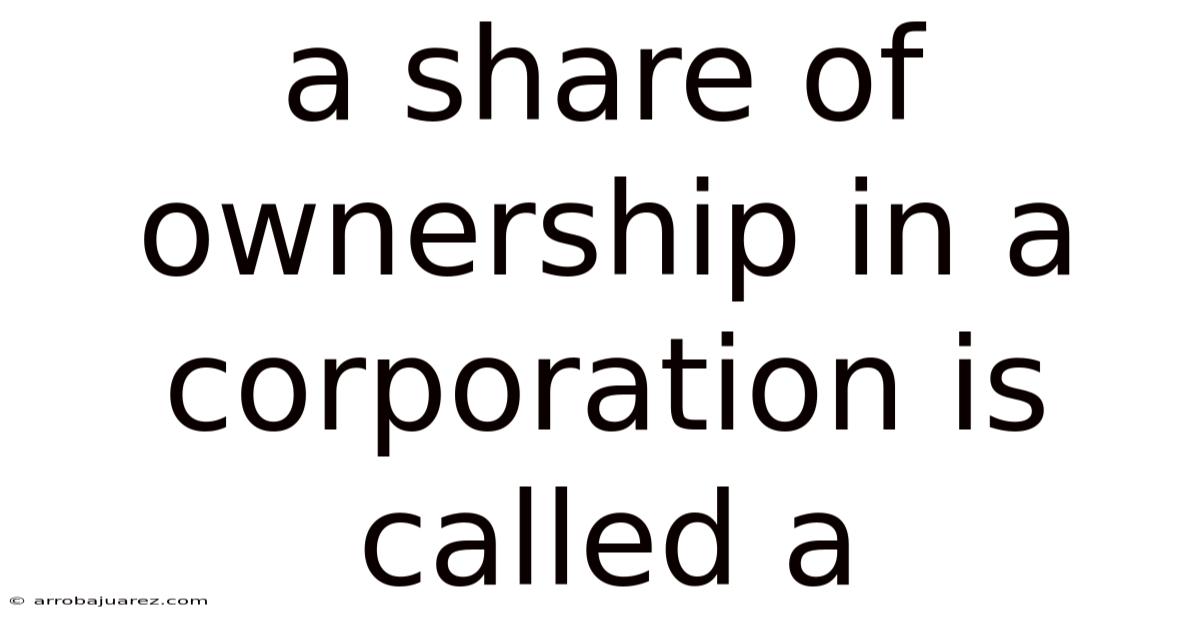 A Share Of Ownership In A Corporation Is Called A