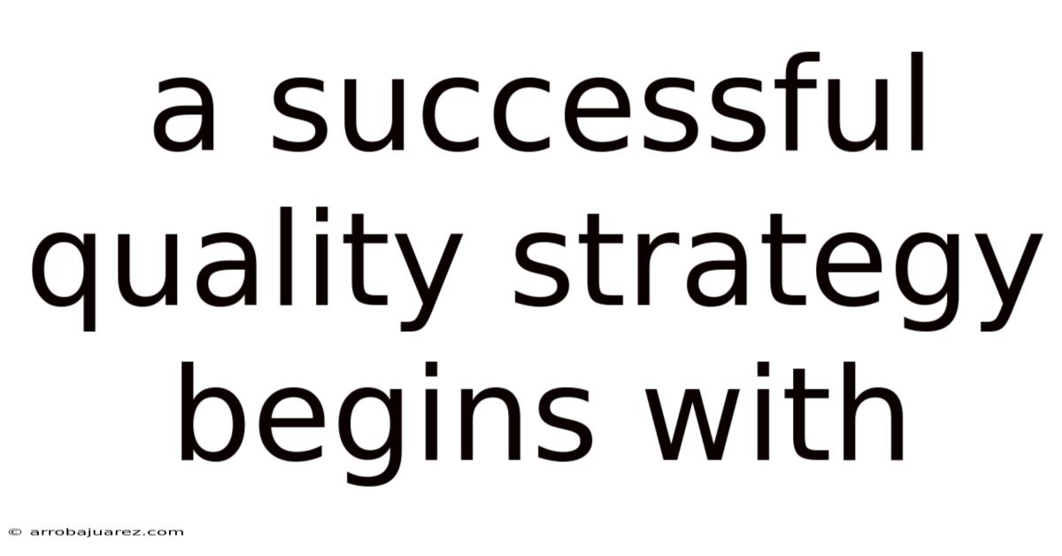 A Successful Quality Strategy Begins With