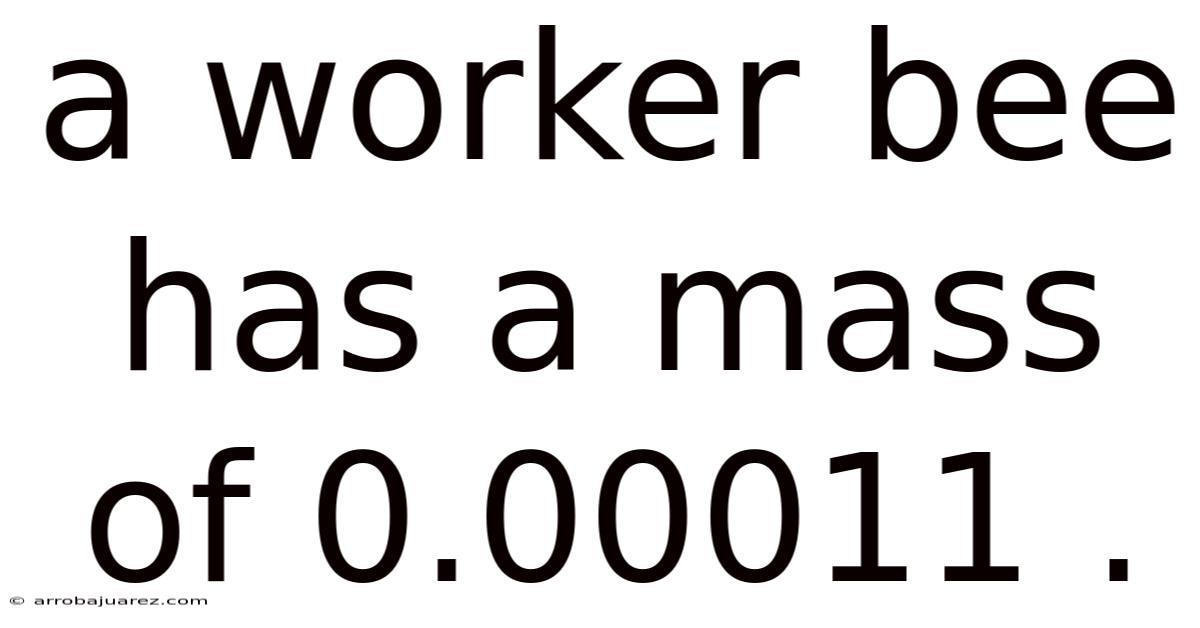 A Worker Bee Has A Mass Of 0.00011 .