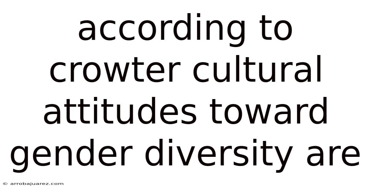 According To Crowter Cultural Attitudes Toward Gender Diversity Are