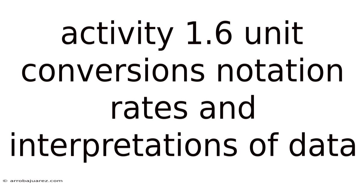 Activity 1.6 Unit Conversions Notation Rates And Interpretations Of Data