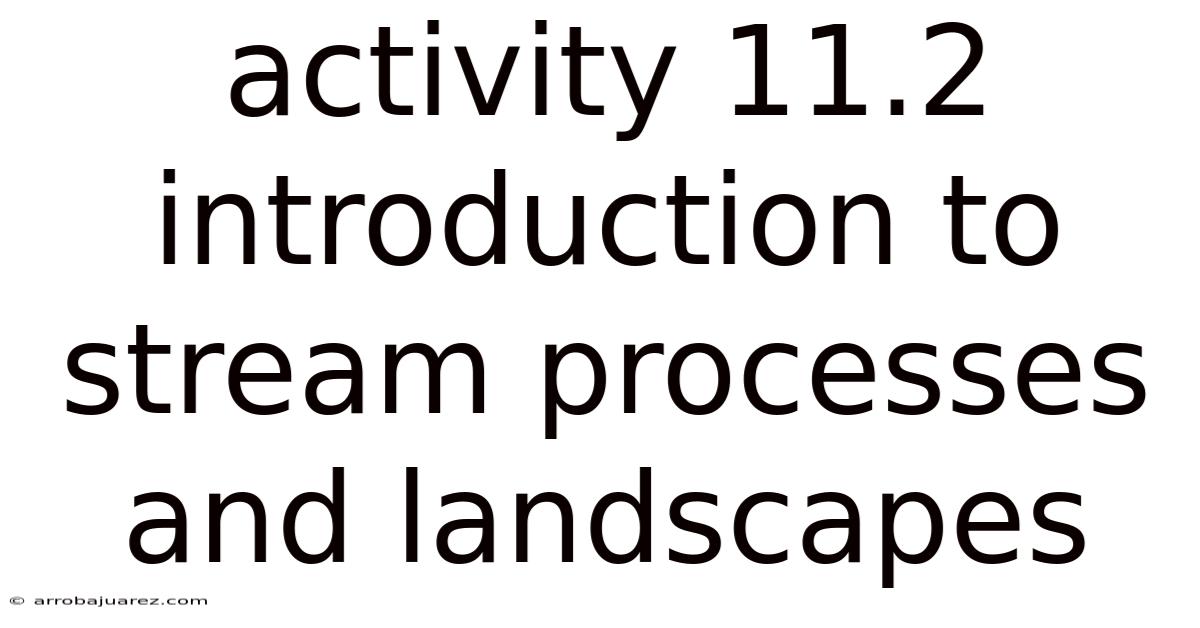 Activity 11.2 Introduction To Stream Processes And Landscapes