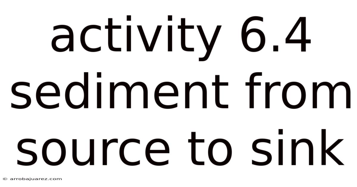 Activity 6.4 Sediment From Source To Sink
