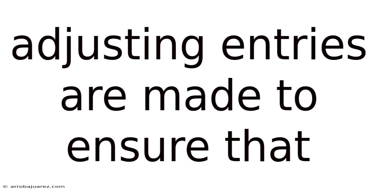 Adjusting Entries Are Made To Ensure That