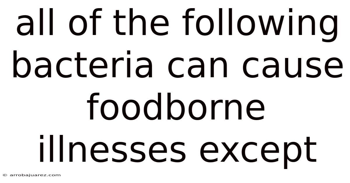 All Of The Following Bacteria Can Cause Foodborne Illnesses Except