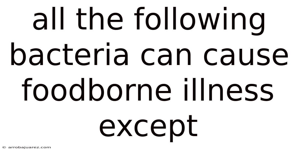 All The Following Bacteria Can Cause Foodborne Illness Except