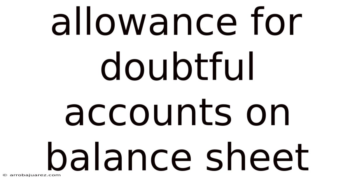 Allowance For Doubtful Accounts On Balance Sheet
