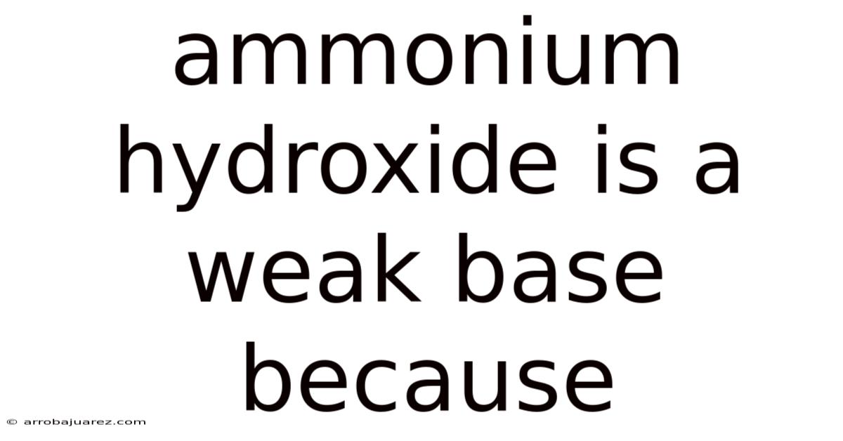 Ammonium Hydroxide Is A Weak Base Because