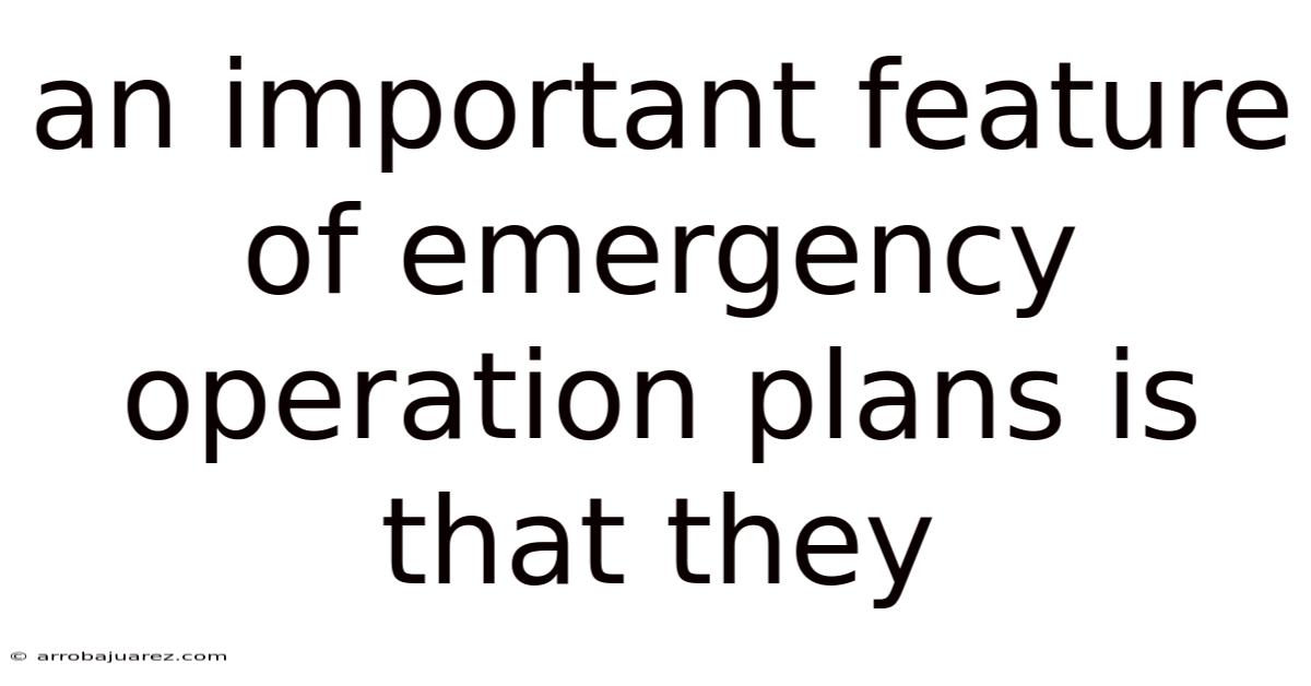 An Important Feature Of Emergency Operation Plans Is That They