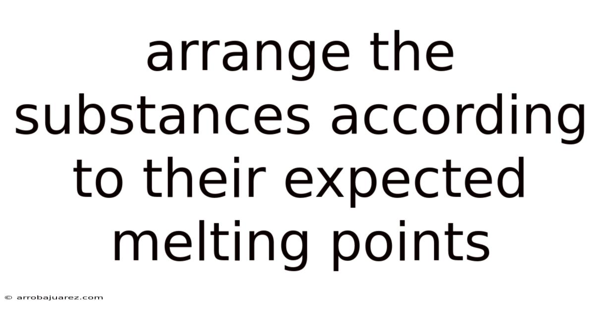 Arrange The Substances According To Their Expected Melting Points