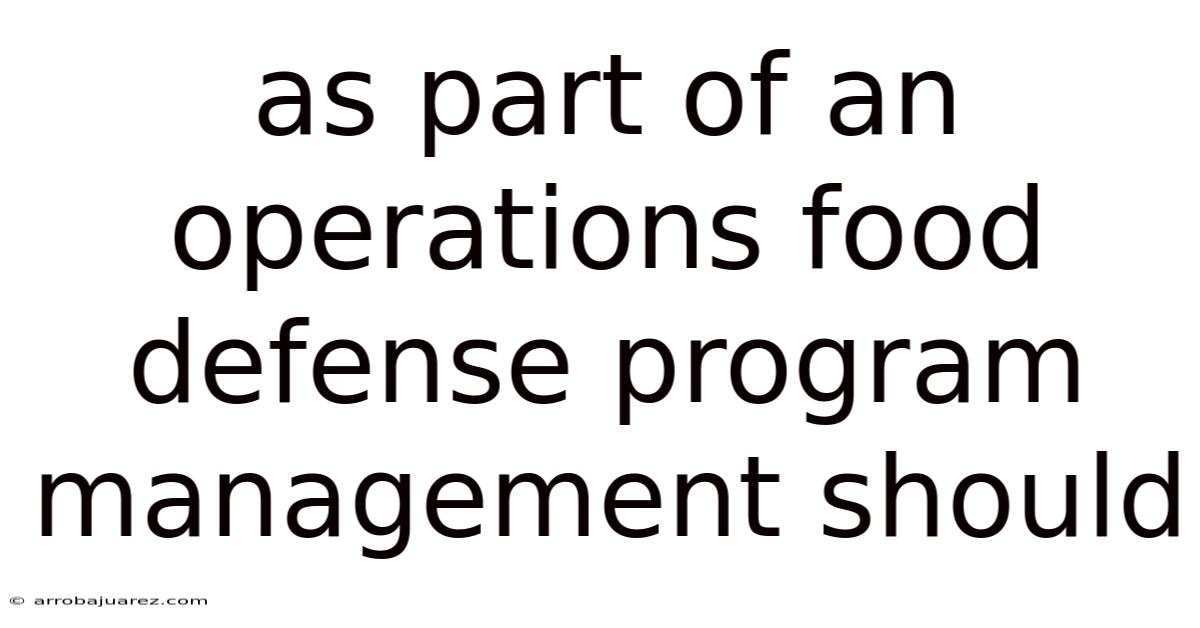 As Part Of An Operations Food Defense Program Management Should