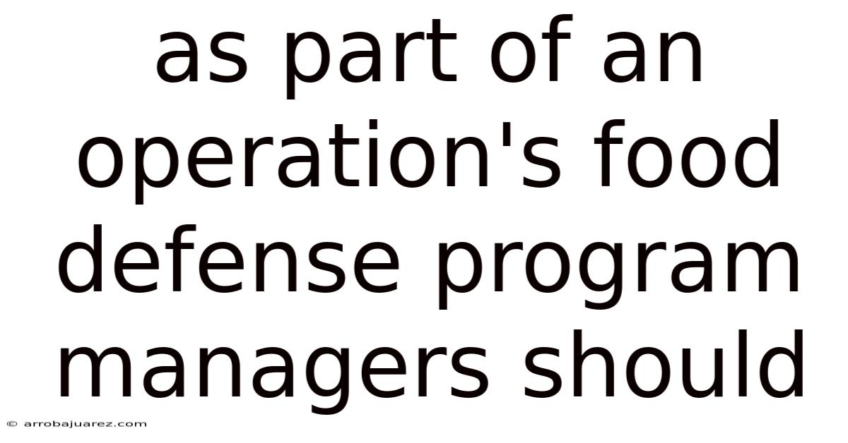 As Part Of An Operation's Food Defense Program Managers Should