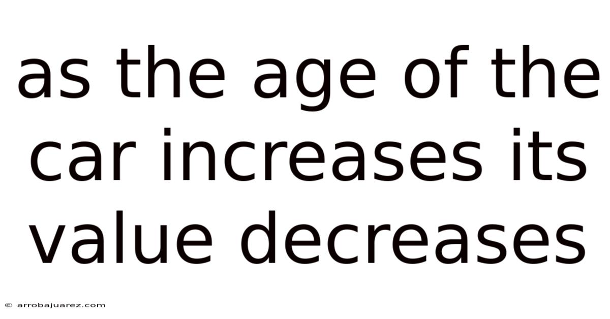 As The Age Of The Car Increases Its Value Decreases