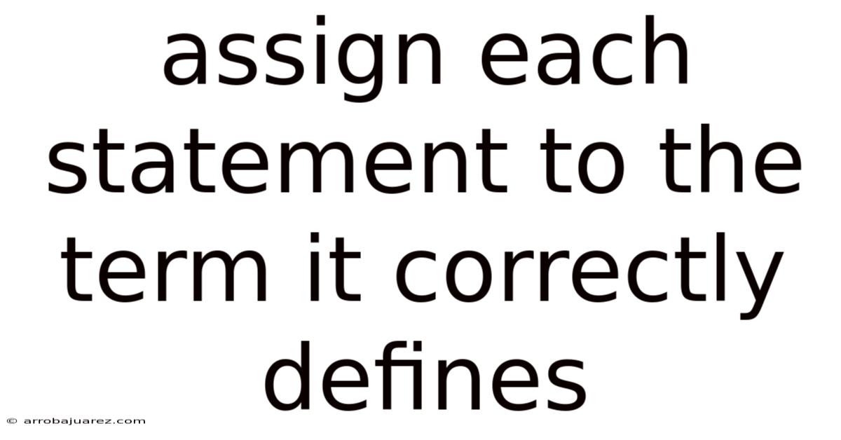 Assign Each Statement To The Term It Correctly Defines
