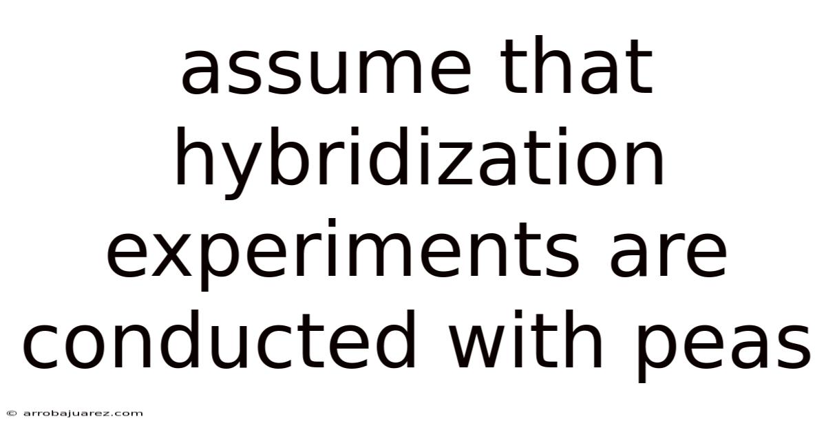 Assume That Hybridization Experiments Are Conducted With Peas