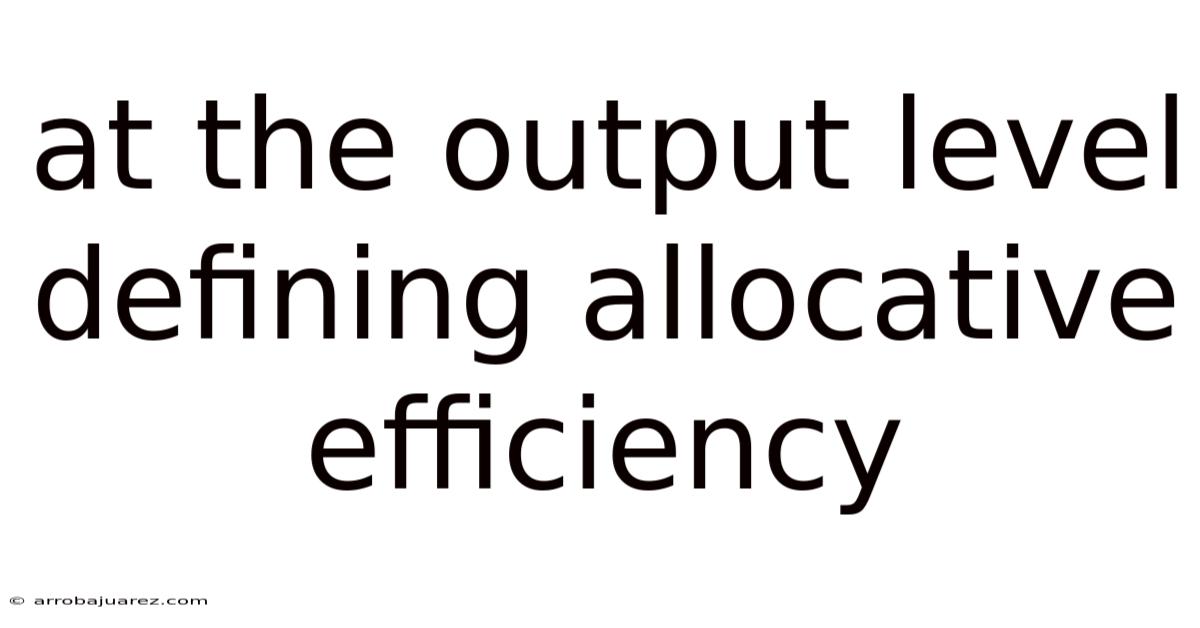 At The Output Level Defining Allocative Efficiency