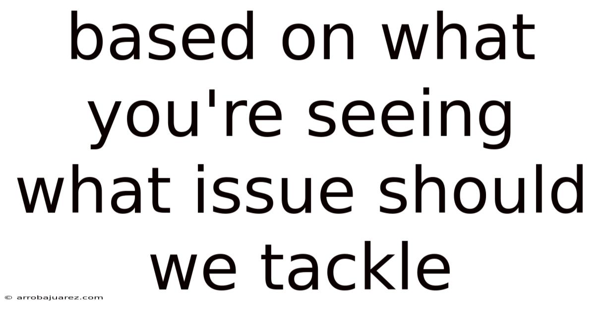 Based On What You're Seeing What Issue Should We Tackle