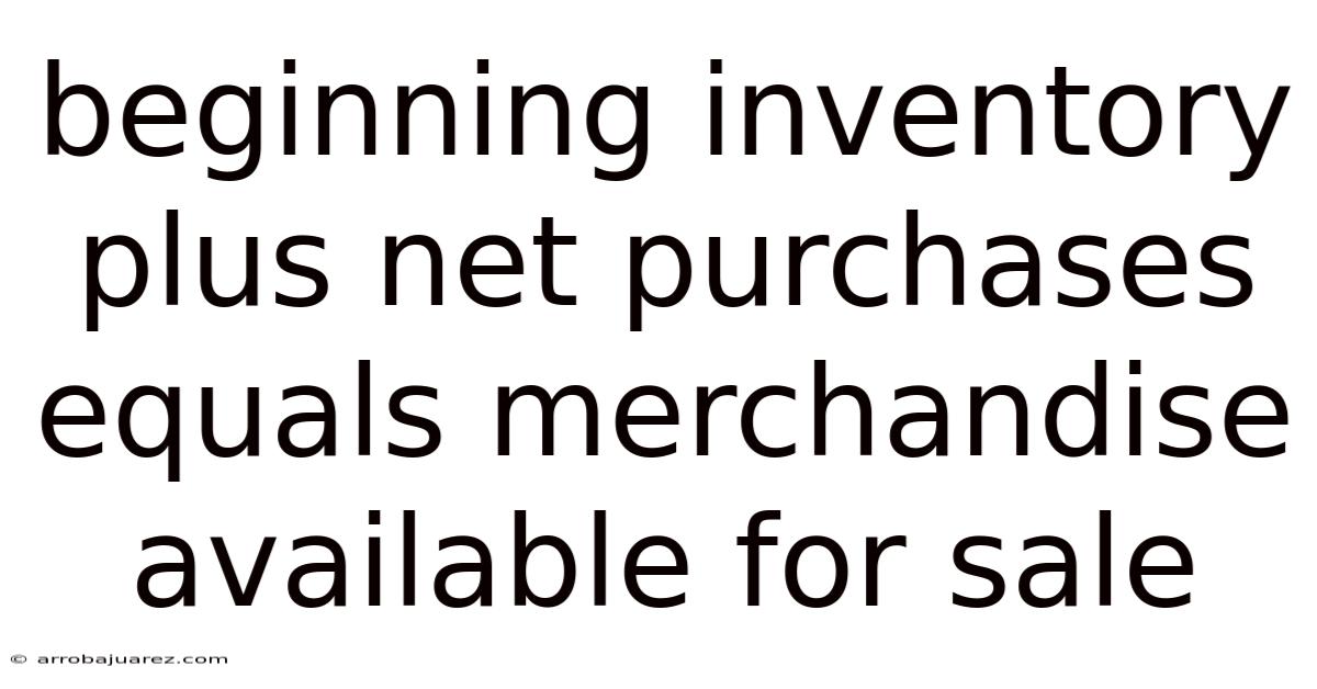 Beginning Inventory Plus Net Purchases Equals Merchandise Available For Sale