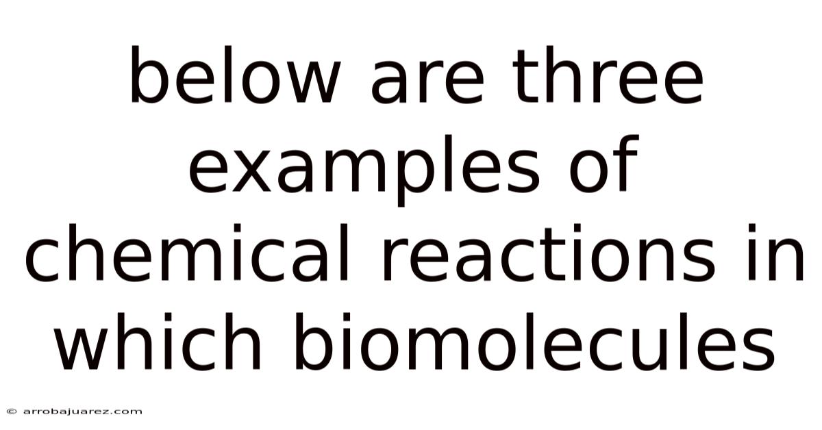 Below Are Three Examples Of Chemical Reactions In Which Biomolecules
