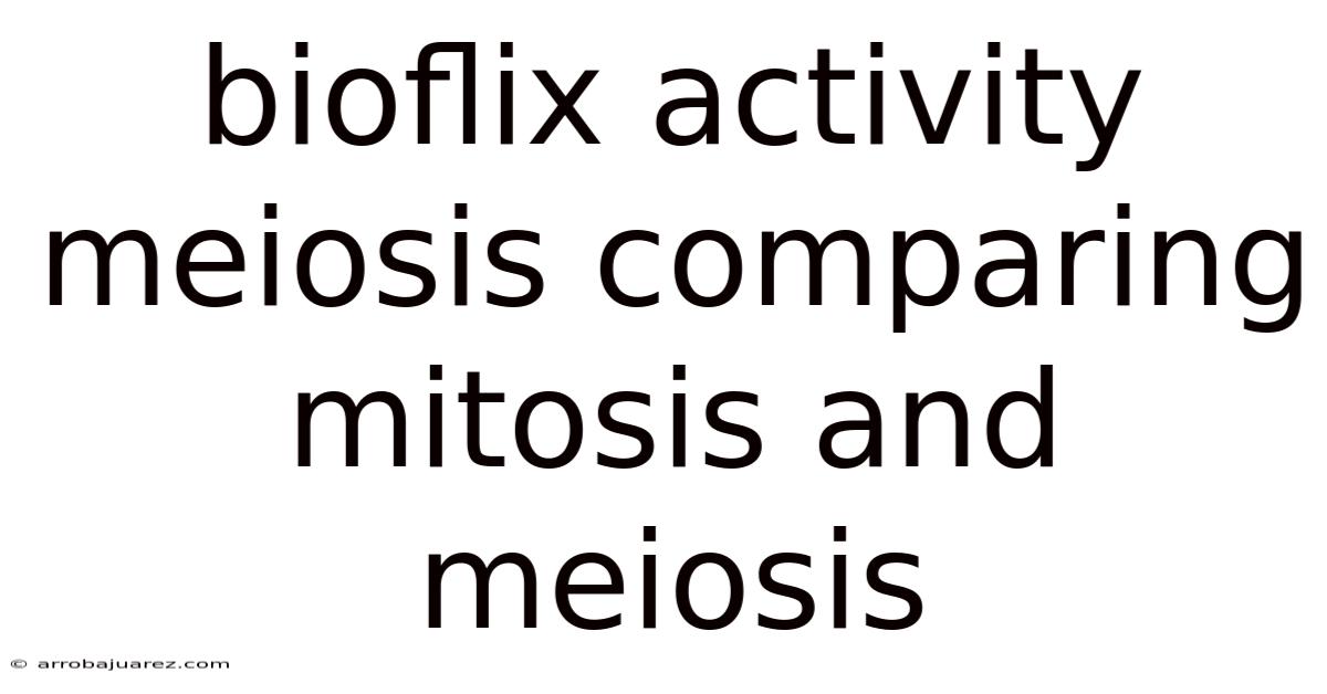 Bioflix Activity Meiosis Comparing Mitosis And Meiosis
