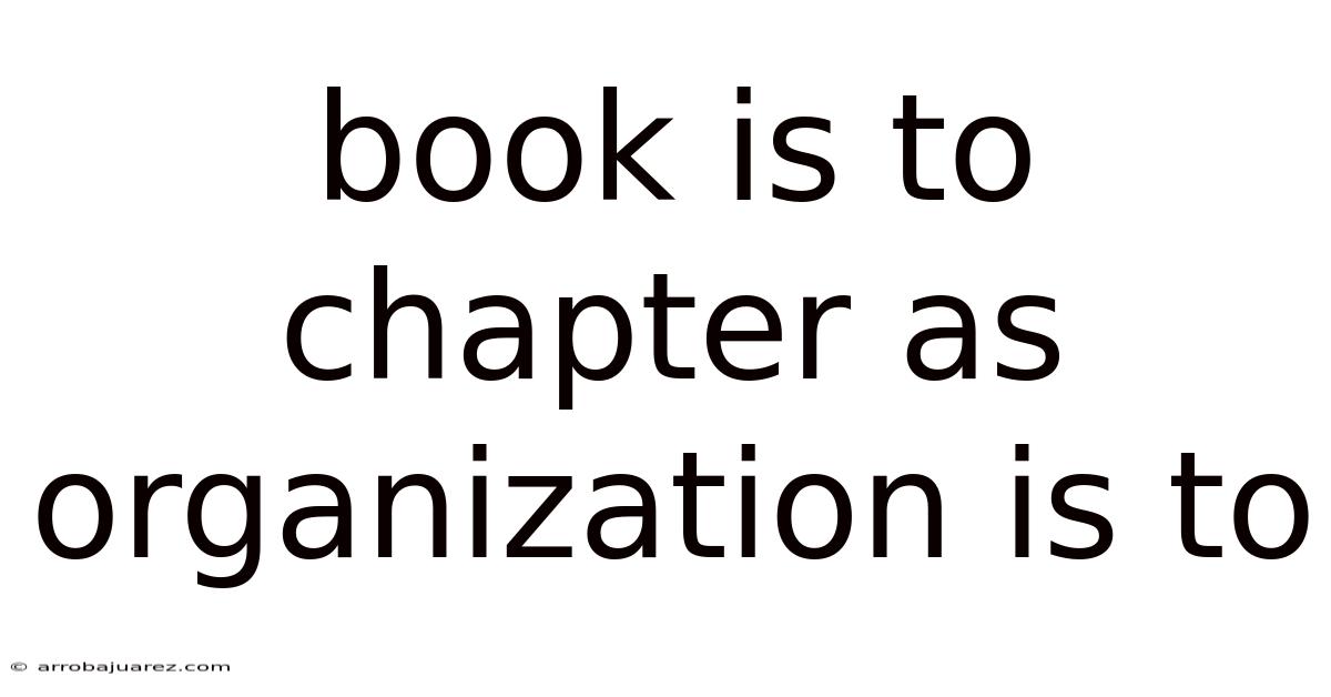 Book Is To Chapter As Organization Is To
