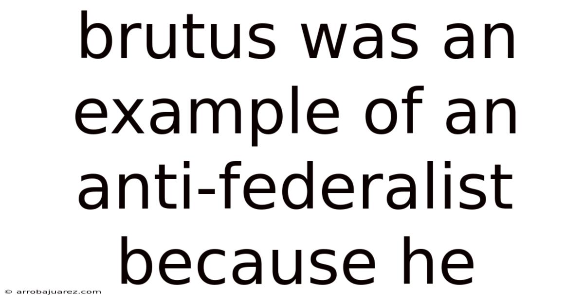 Brutus Was An Example Of An Anti-federalist Because He